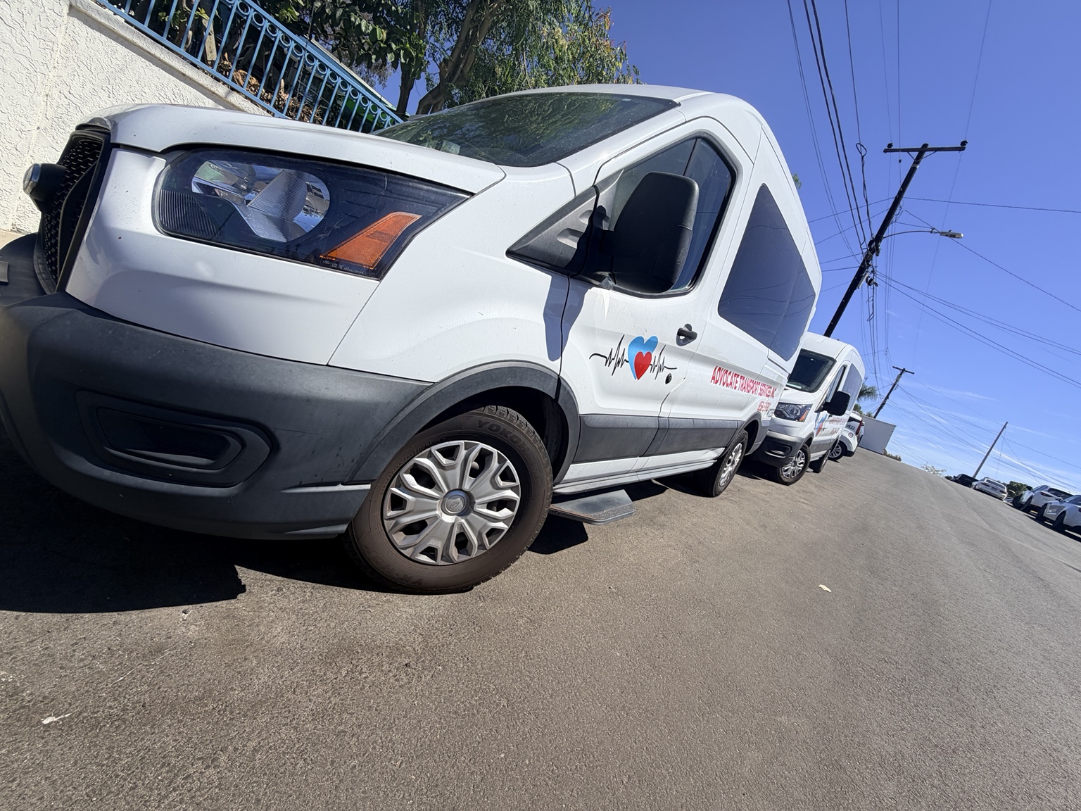 Advocate transport vans parked in a row