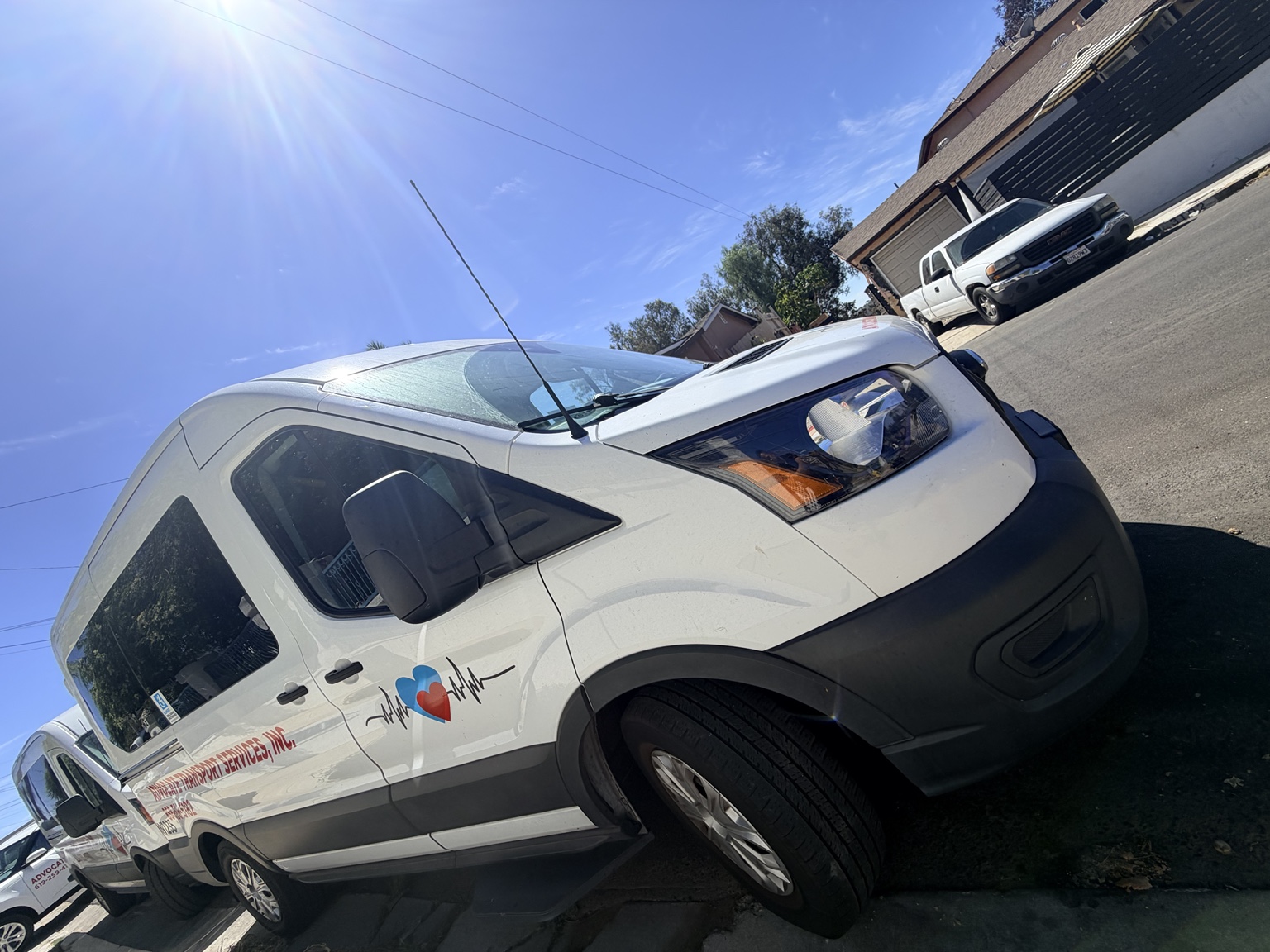 Advocate transportation van in bright daylight